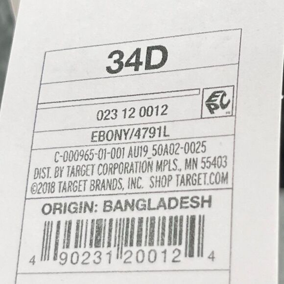 NWT Auden THE ICON BLACK Lightly Lined UW Convertible Adj Straps U-Back Bra 34D - Picture 5 of 8